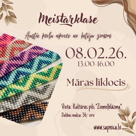 Austa pērļu aproce ar Latvju zīmēm - 08.02.2025.